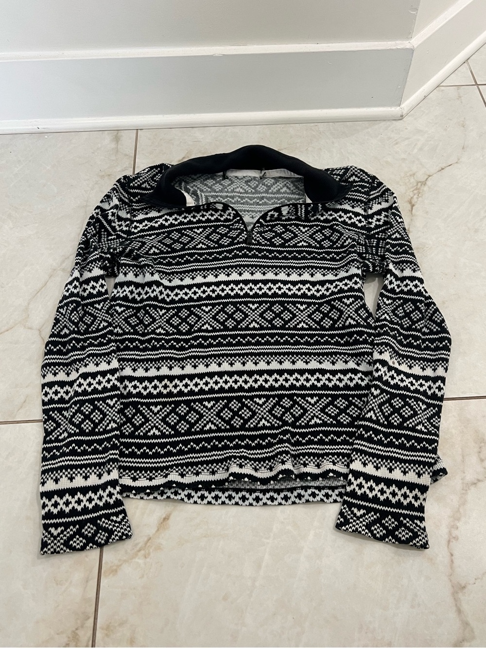 Lauren Ralph Lauren Active Black & White Quarter Zip Shirt Size Small